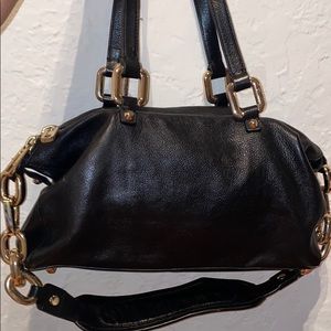 Juicy Couture Gold Chain Black Leather Handbag Bag